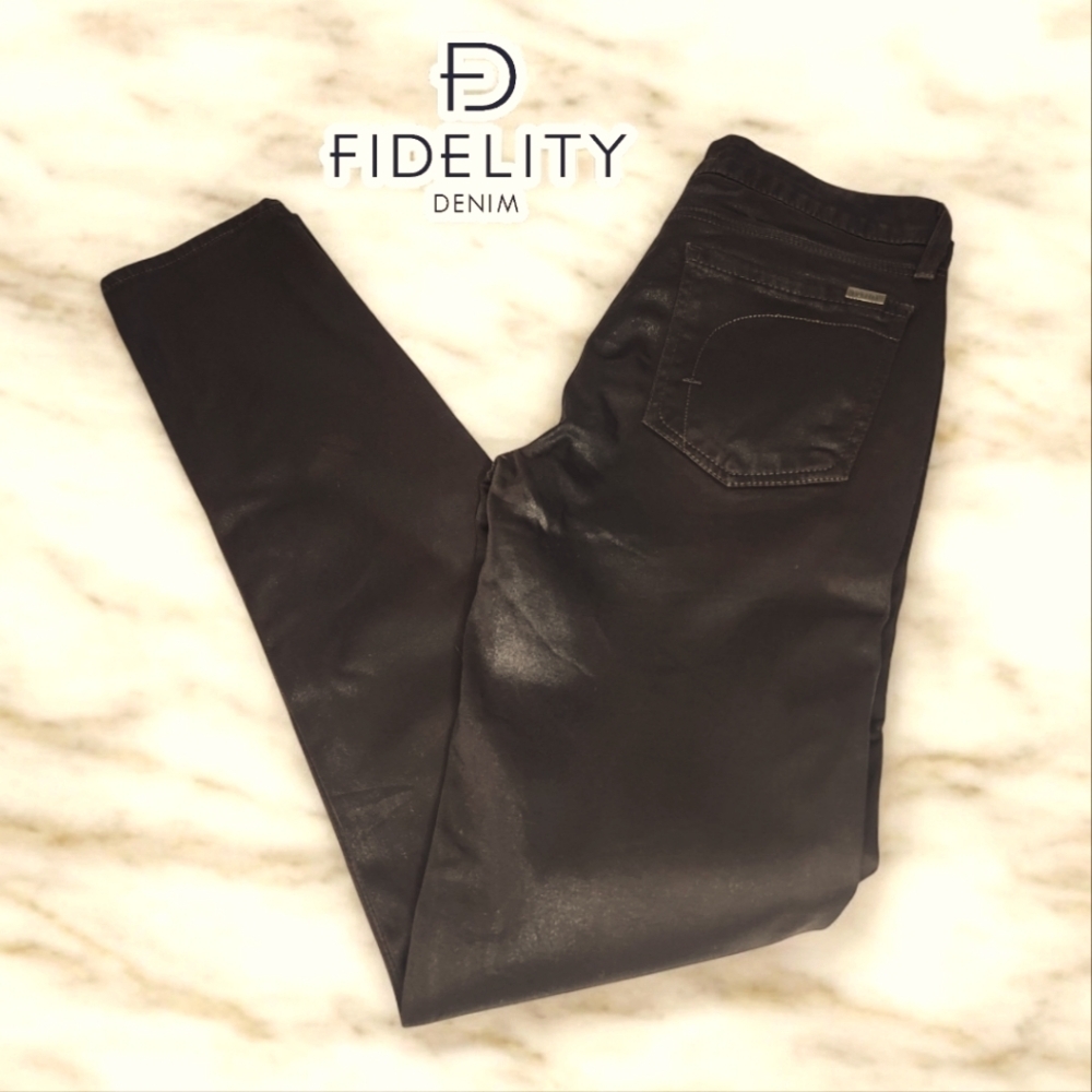 FIDELITY Brown Leatherteen Skinny Jeans- 27